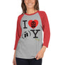 I (heart) ñy Lucha Libre edition - 3/4 sleeve raglan shirt