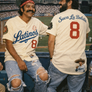LA Latinos Saca La bolsita Cheech Chong Dodgers Vintage Magic Buddha  - Recycled baseball jersey