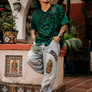 Dia De Muertos Green  - Recycled baseball jersey
