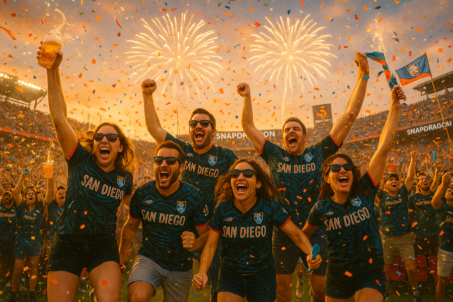 San Diego FC 1 Aztec Skyline Bay - Recycled unisex sports jersey