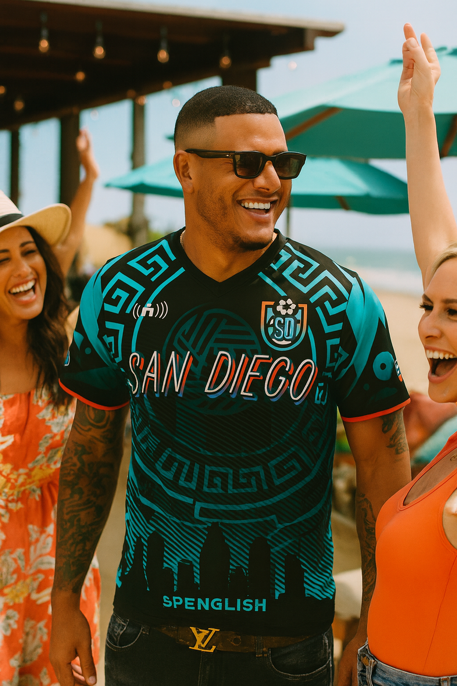 San Diego FC 1 Aztec Skyline Bay - Recycled unisex sports jersey