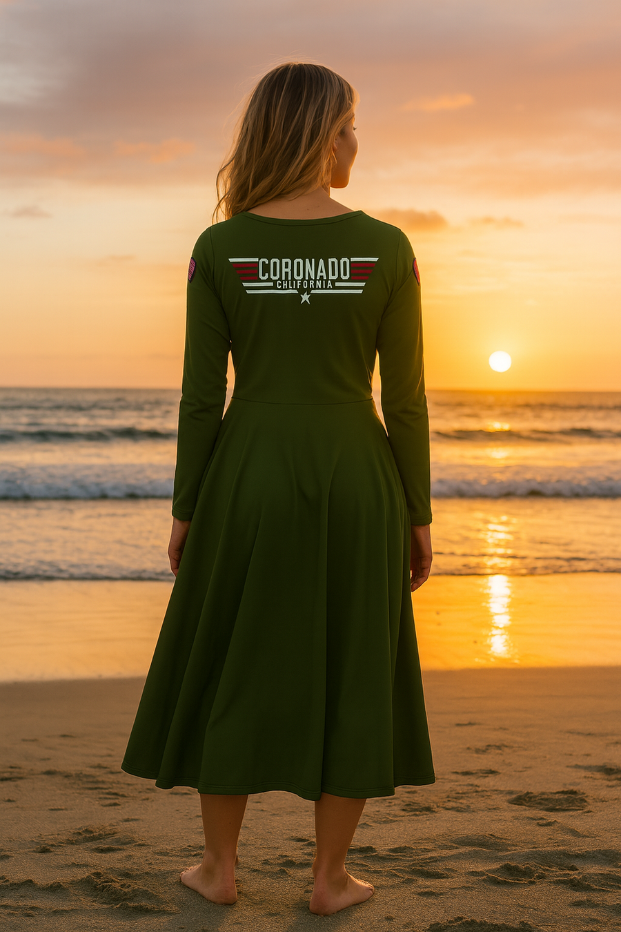 Top Coronado Gun - All-over print long sleeve midi dress