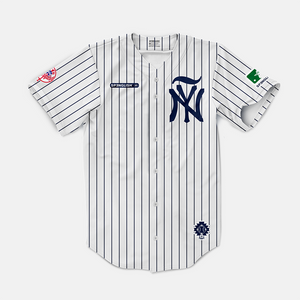 NY Yankees New York Hueva York Fan Jersey Mock Fun - Navy stripes classic