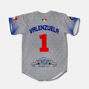 I (heart) LAtinas LA Dodgers Latinos Valenzuela Los Angeles Fan Jersey Mock Fun -Grey and navy