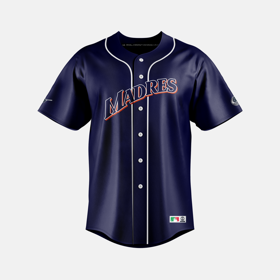 Classic Navy  - MADRES02 - San Diego Padres Fan Jersey Mock Fun - Neon orange