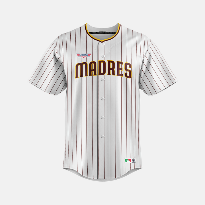 Classic Pinstripes  - MADRES04 - San Diego Padres Fan Jersey Mock Fun- Recycled baseball jersey