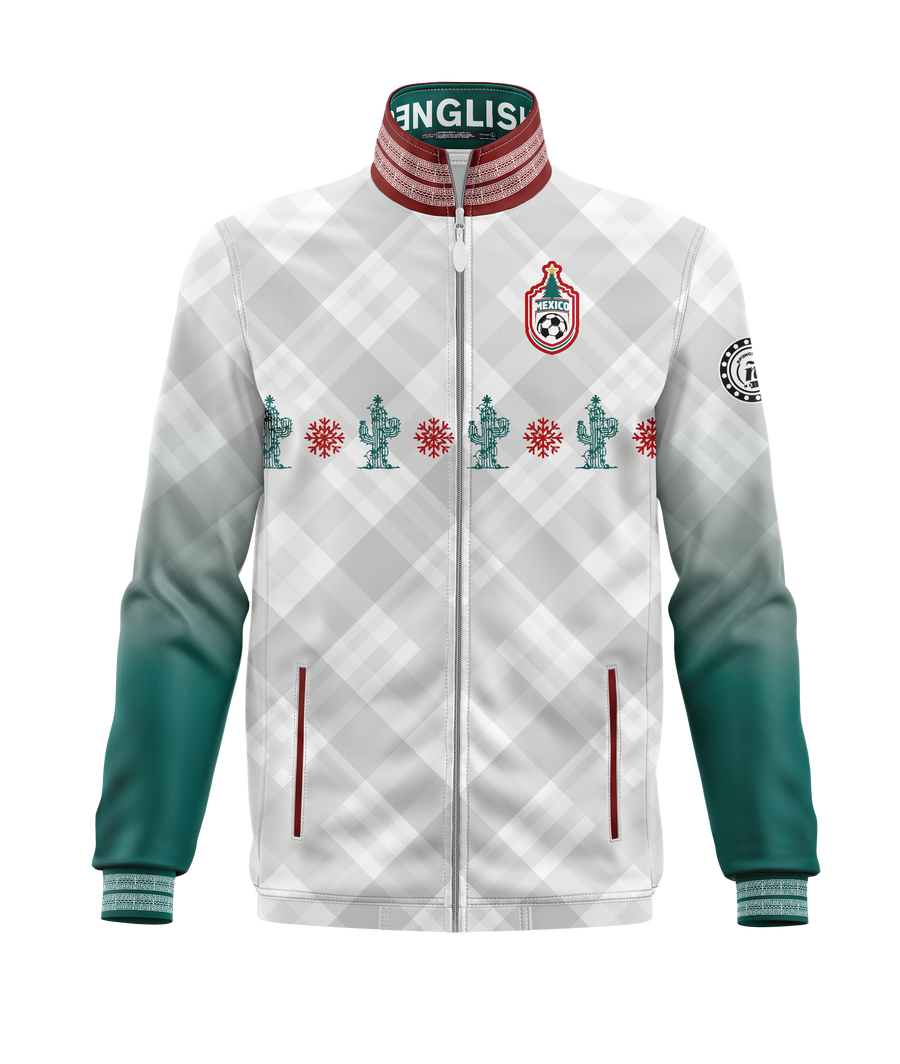 SPENGLISH Mexico Soccer Track Jacket Mexico National Team Seleccion Mexicana USA Christmas Cactus White Mexico Navidad Blanca