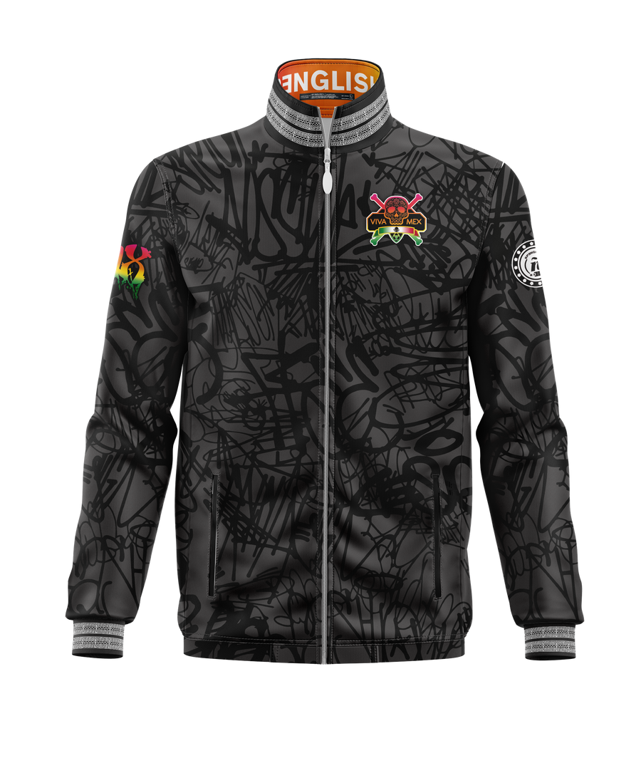 SPENGLISH Mexico Soccer Track Jacket Mexico National Team Seleccion Mexicana USA - Dia de los Muertos Neon Graffiti Day of the Dead