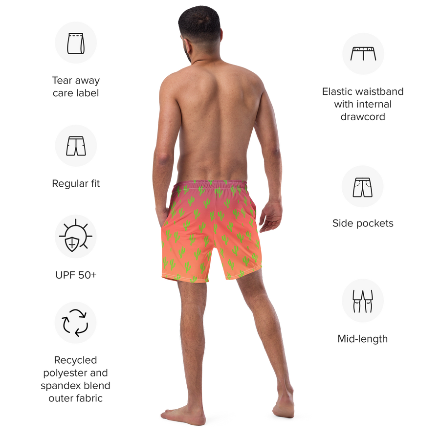 Cool & Mexican Sunset Cacti - All-Over Print Recycled Swim Trunks