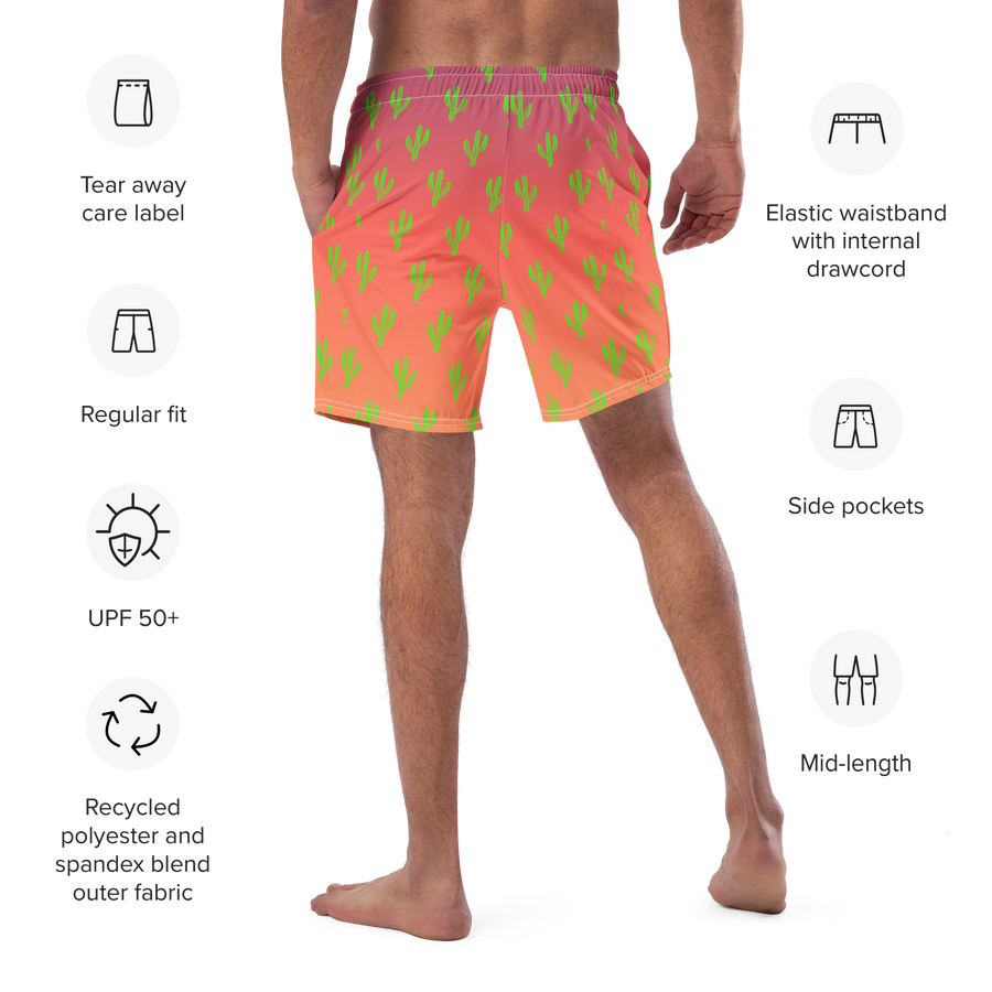 Cool & Mexican Sunset Cacti - All-Over Print Recycled Swim Trunks