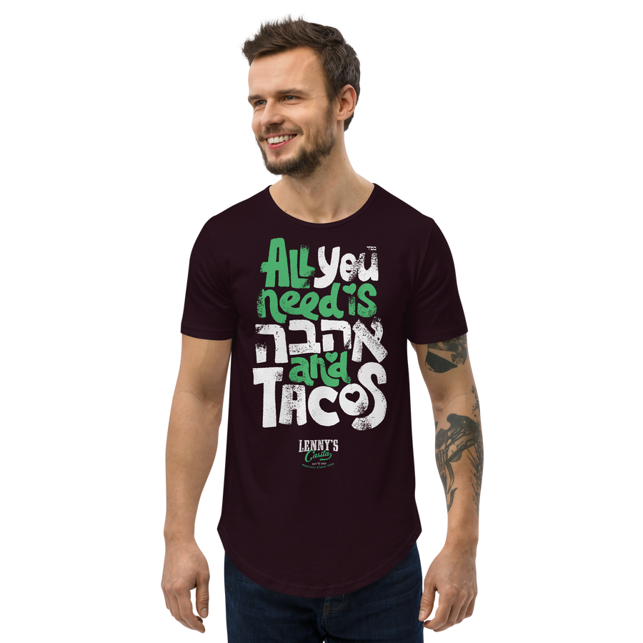 All you need is Ahava and Tacos - Men's Curved Hem T-Shirt
