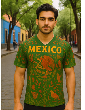 World Cup Art Mundial - Diego Rivera Style- Mexico Folk - Recycled unisex sports jersey