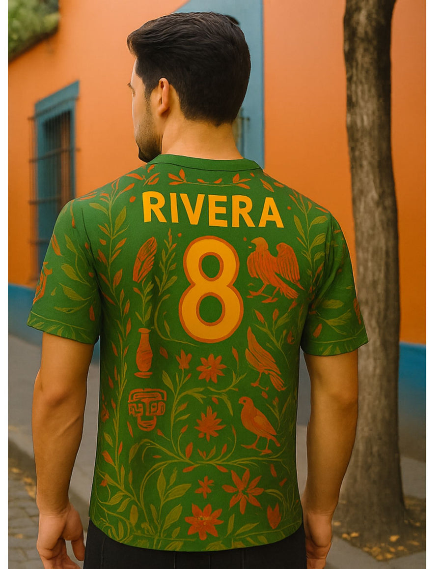 World Cup Art Mundial - Diego Rivera Style- Mexico Folk - Recycled unisex sports jersey