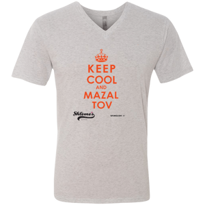 Keep Cool and Mazaltov - UNISEX Next Level Men's Triblend V-Neck T-Shirt