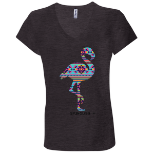 FLAMINGO AZTECA - Bella + Canvas Ladies' Jersey V-Neck T-Shirt