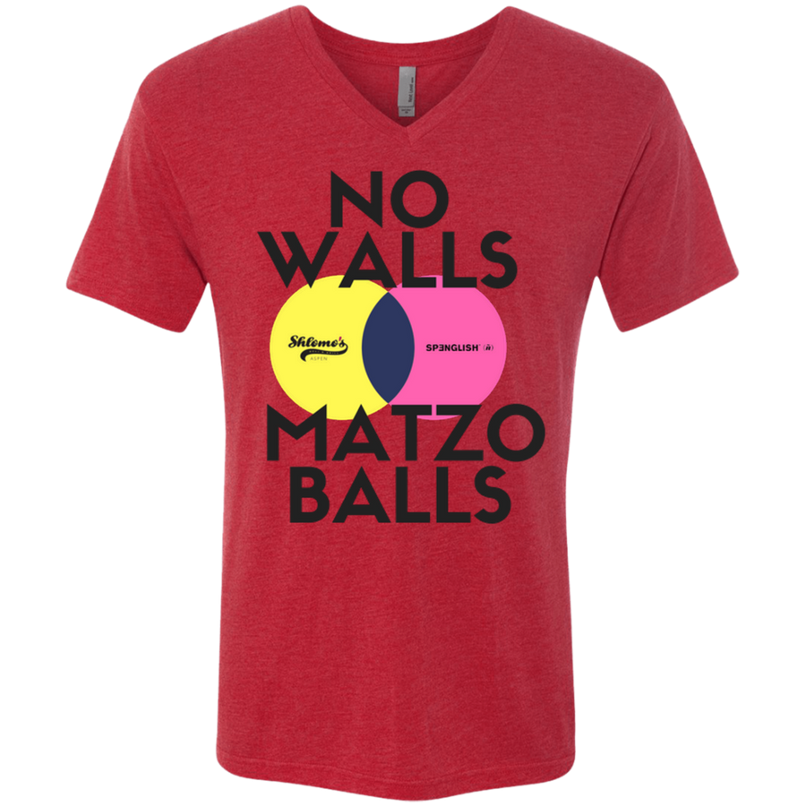 NO walls matzo balls Next Level Men's Triblend V-Neck T-Shirt