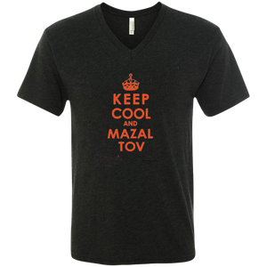 Keep Cool and Mazaltov - UNISEX Next Level Men's Triblend V-Neck T-Shirt