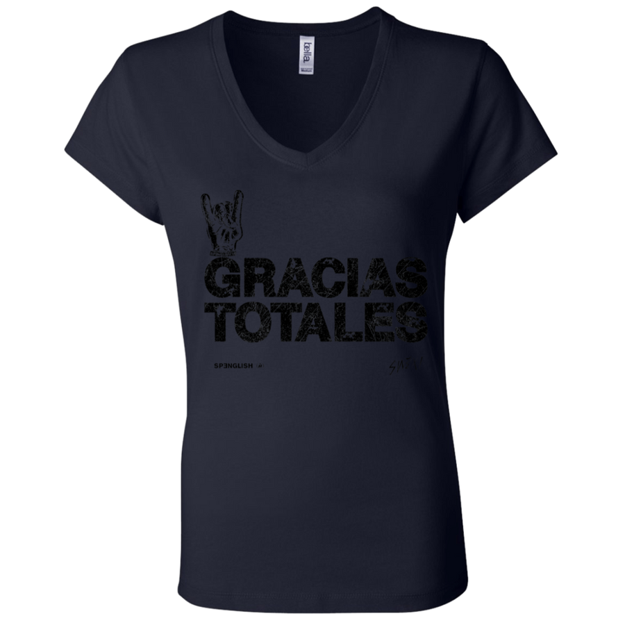 GRACIAS TOTALES -  Bella + Canvas Ladies' Jersey V-Neck T-Shirt