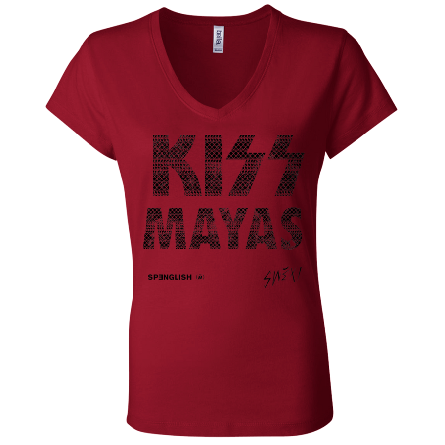 KISS MAYAS -  Bella + Canvas Ladies' Jersey V-Neck T-Shirt