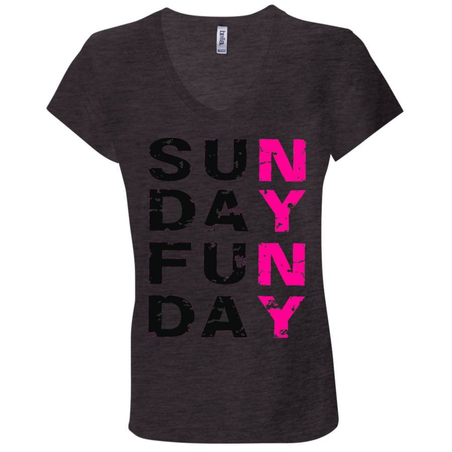 SUNDAY FUNDAY -  Bella + Canvas Ladies' Jersey V-Neck T-Shirt