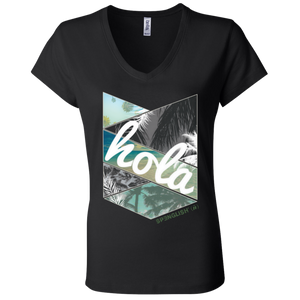 HOLA- Bella + Canvas Ladies' Jersey V-Neck T-Shirt