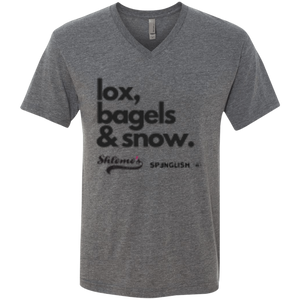 Lox, bagels & snow - unisex Next Level Men's Triblend V-Neck T-Shirt