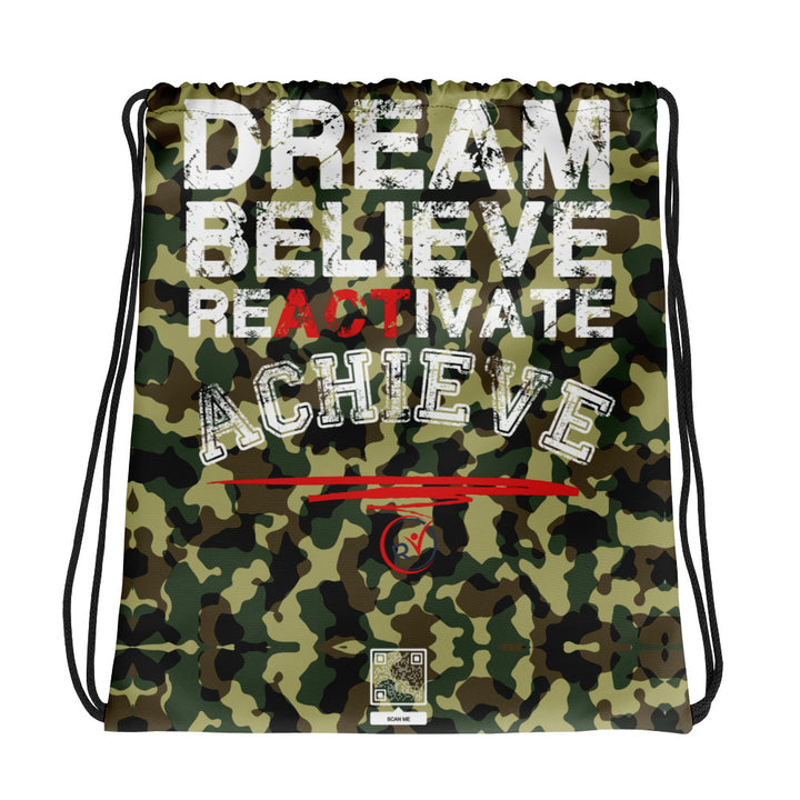 DREAM BELIEVE REACTIVATE ACHIEVE -Drawstring bag