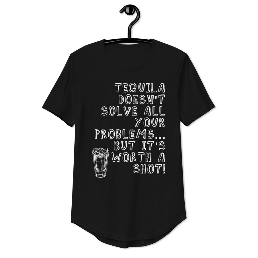 Tequila doesn't solve all your problems but it's worth a shot - Men's Curved Hem T-Shirt