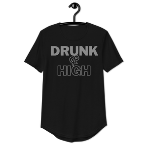 drunk and high - Men's Curved Hem T-Shirt