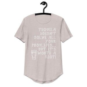 Tequila doesn't solve all your problems but it's worth a shot - Men's Curved Hem T-Shirt