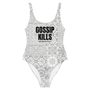 Gossip Kills - Morrocan Tiles - Grey -One-Piece Swimsuit
