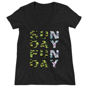 SUNDAY FUNDAY - Women's Fashion Deep V-neck Tee