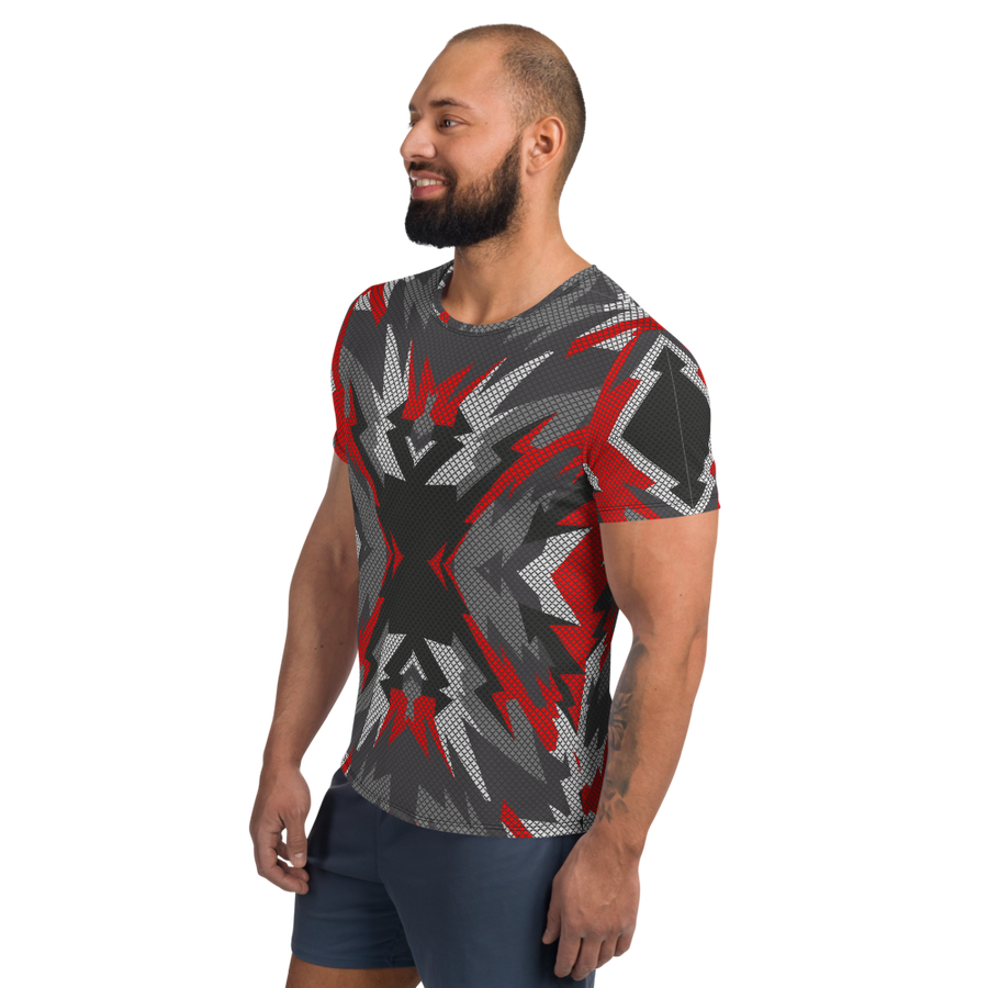 XOLO CALIENTE - All-Over Print Men's Athletic T-shirt black and red camo