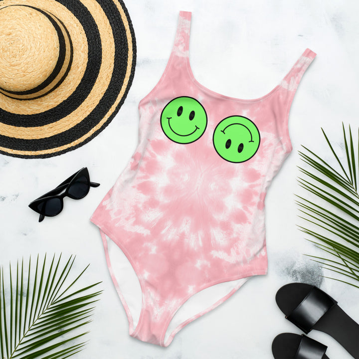 CL HAPPY FACE - Pink tie dye One-Piece Swimsuit