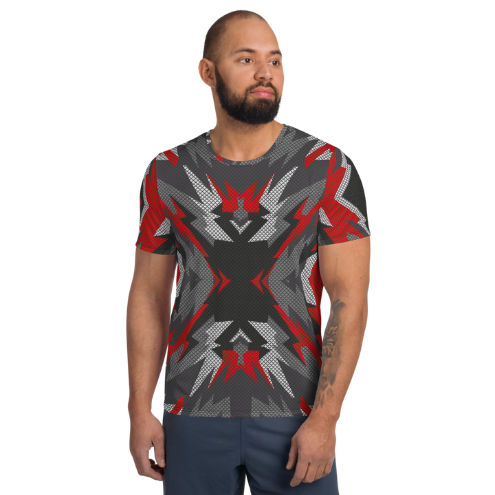 XOLO CALIENTE - All-Over Print Men's Athletic T-shirt black and red camo