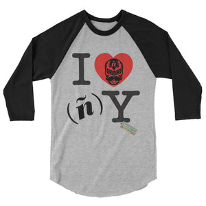 I (heart) ñy Lucha Libre  edition - 3/4 sleeve raglan shirt